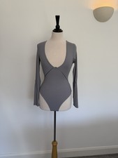 Free People Victoria Plunge Thong Bodysuit - Grey Size XS RRP: 58.00