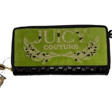 NWT Y2K Juicy Couture Zip Around Velour Wallet Color Green