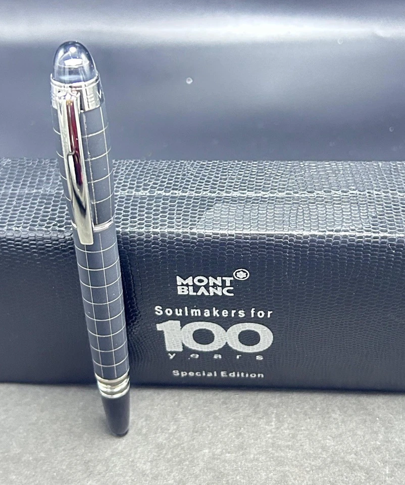 Penna a sfera Montblanc Starwalker Roller Check corpo nero + clip argento inchiostro nero - Immagine 2 di 4