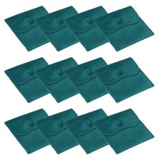 12 Pcs 4x4 Inch Velvet Jewelry Pouches Gift Bags with Snap Button Dark Green