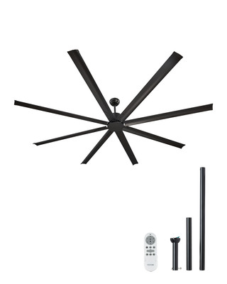 VEVOR 96'' Ceiling Fan Remote Control Quiet Reversible DC Motor 6 Speed 8 Blade
