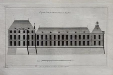 Antique Classical French Architectural Engraving Palace Mansion Town House 1727