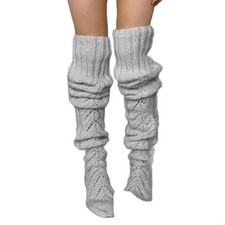 Hollowed Out Knitted Over Knee Long Socks for Women Winter Fall Thigh High