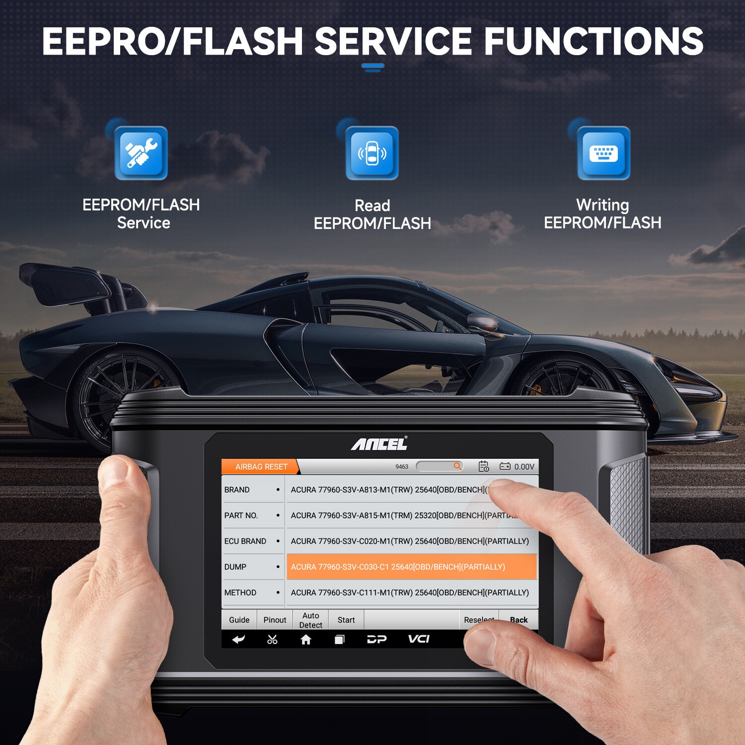 Ancel AR500 Car Scanner OBD2 SRS Crash data Clear Air-bag Module Repair ...
