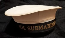 Vintage H.M. Submarines Dress White Hat Royal Navy Enlisted Sailor ID'd