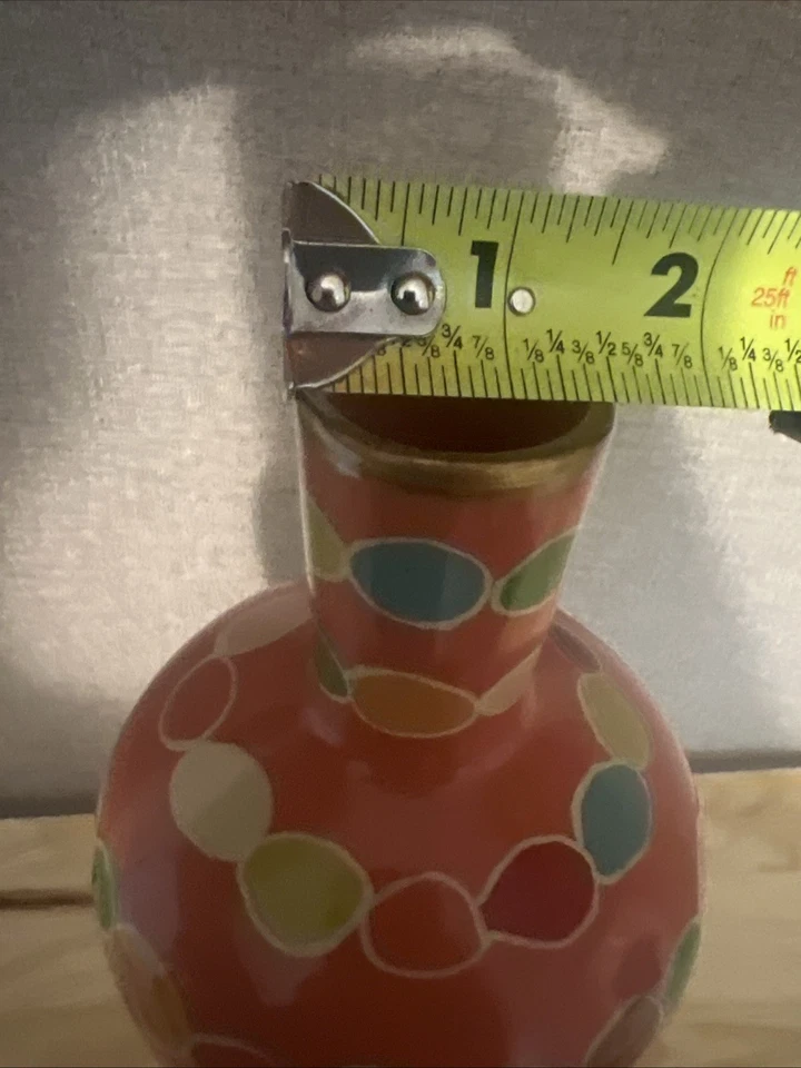 TOYO Next JILL ROSENWALD MIDCENTURY Design VASO Garrafa Rosa Pêssego Vermelho Laranja 13” - Imagem 4 de 4