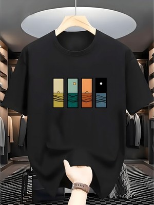 Sunset Graphic T-Shirt Retro Summer Beach Aesthetic Casual Tee