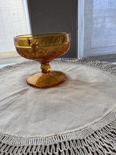 BOTTOM ONLYVintage Amber Tiara Floral Indiana Glass 2 Piece Fairy Lamp Sandwich