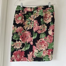 Talbots Pencil Skirt Floral Lined Zip Fastening Knee Length Size Petite 6p EUC