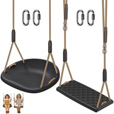 Heavy-Duty 2-Pack Black Swing Seats w/Adjustable Ropes Hooks for Kids/Adults