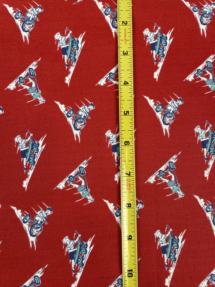 Caja de juguetes Blue Hill Sara Morgan 2 yardas tela roja vagón scooter bicicleta niños 7994 Foto 4 de 4