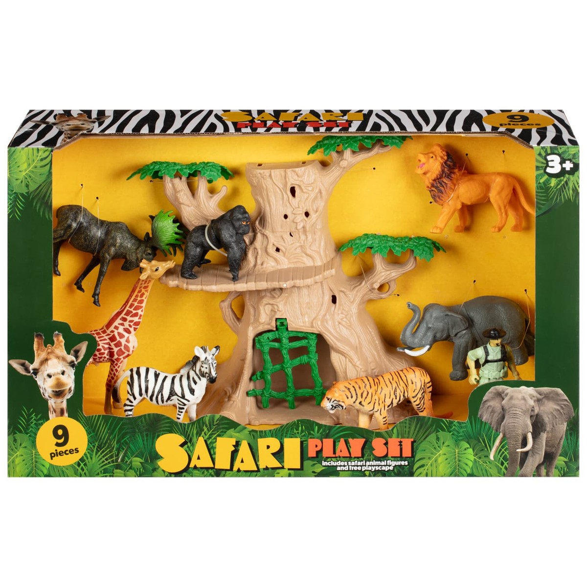 New pack Safari World Animal Figure Playset With Tree Play Scape