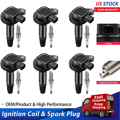 6x Ignition Bobinas + 6x Spark Plugs Kit for 2008-2016 Ford Taurus Edge 3.5L UF5