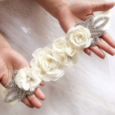 Bridal Wedding Sash Belt Rhinestone Flower Party Bride Dress Waist Belts Decor