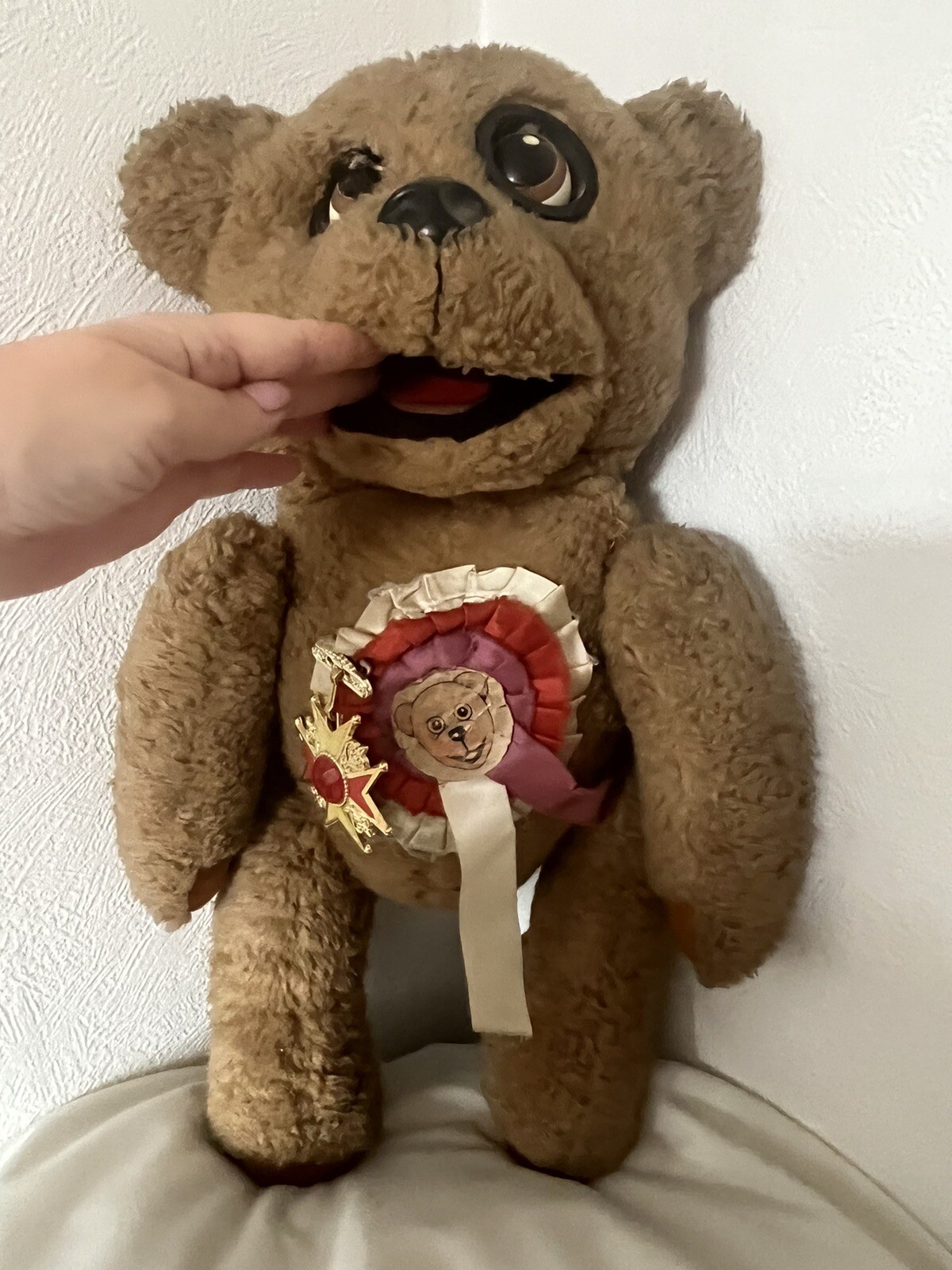 Nookie Bear Ventriloquist Dummy Bear With Rosette And Medal 1970’s eBay