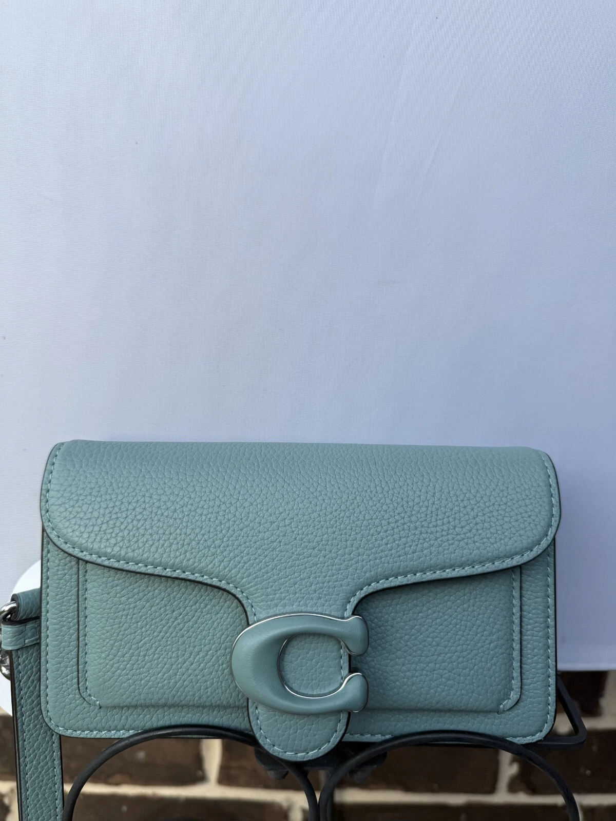 Coach Tabby Catena Tracolla Clutch Polso Pelle Blu Acquamarina Nuova con etichette CJ925