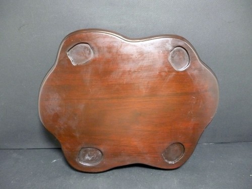 Chinese Red Hard wood 100% Plane Flat Hand Carved Oval Display stand VTG 3197 - Picture 5 of 6