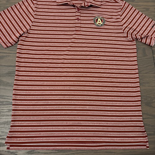 COLUMBIA Golf Atlanta United MLS Striped Golf Polo Shirt Mens Medium Stretch EUC - Picture 8 of 12