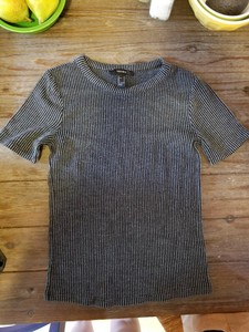 Forever 21 Ribbed T Shirt Women S Size Small Black And Gray Ebay