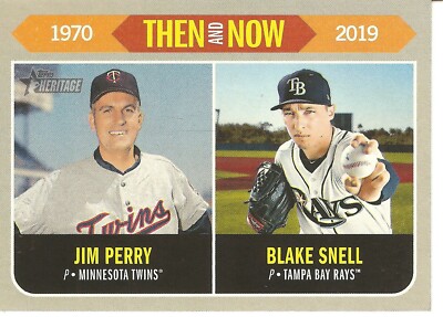 2019 TOPPS HERITAGE JIM PERRY/BLAKE SNELL THEN AND NOW BASEBALL CARD TN-2