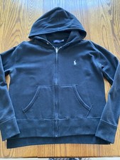 Ralph Lauren Polo Hoodie Women's Full Zip Sweatshirt Size S Black Pockets