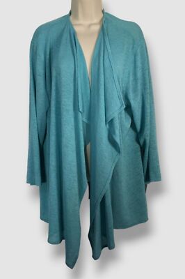 $320 Caroline Rose Women's Blue Cardigan Sweater Size XL