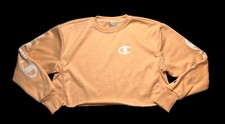 Champion Women's Reverse Weave Cropped Sweatshirt Peach Size Small Logo