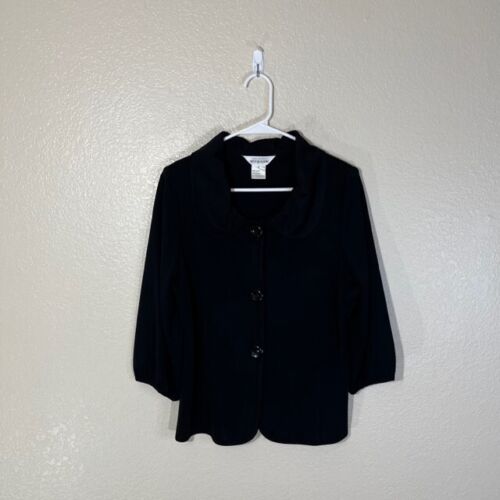 Misook Jacket Womens Small Acrylic Knit Ruffle Bu… - image 1