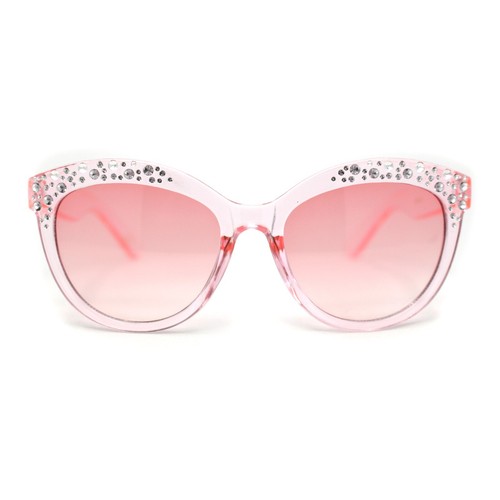 Girls Child Size Engraved Bling Foil Plastic Round Horn Rim Sunglasses - Picture 11 of 21