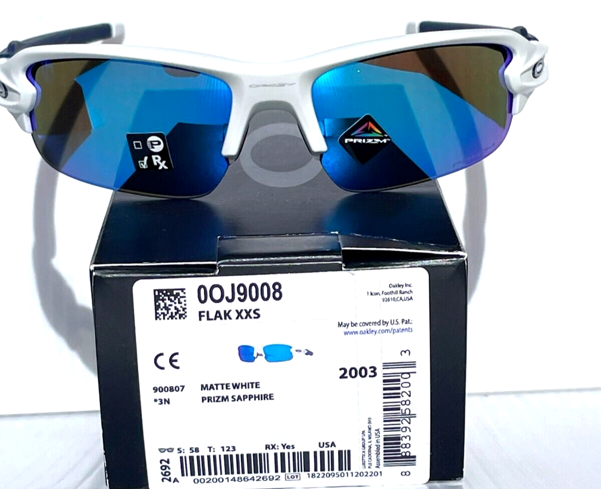 Oakley FLAK XXS YOUTH Matte White PRIZM Sapphire Blue Lens