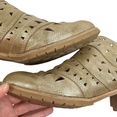 Sonoma Glitter Metallic Gold Cloris Laser Cut Ankle Booties Size 10M Low Heel - Picture 12 of 15