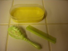 Vintage Plastic Child's Hair Brush  Comb W/Case