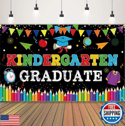 Kindergarten Graduate Banner, Large Kindergarten Graduation Backdrop, Prescho
