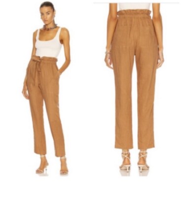 NWT A.L.C. Women s Callum pants cafe paper bag 100% linen pant size 8