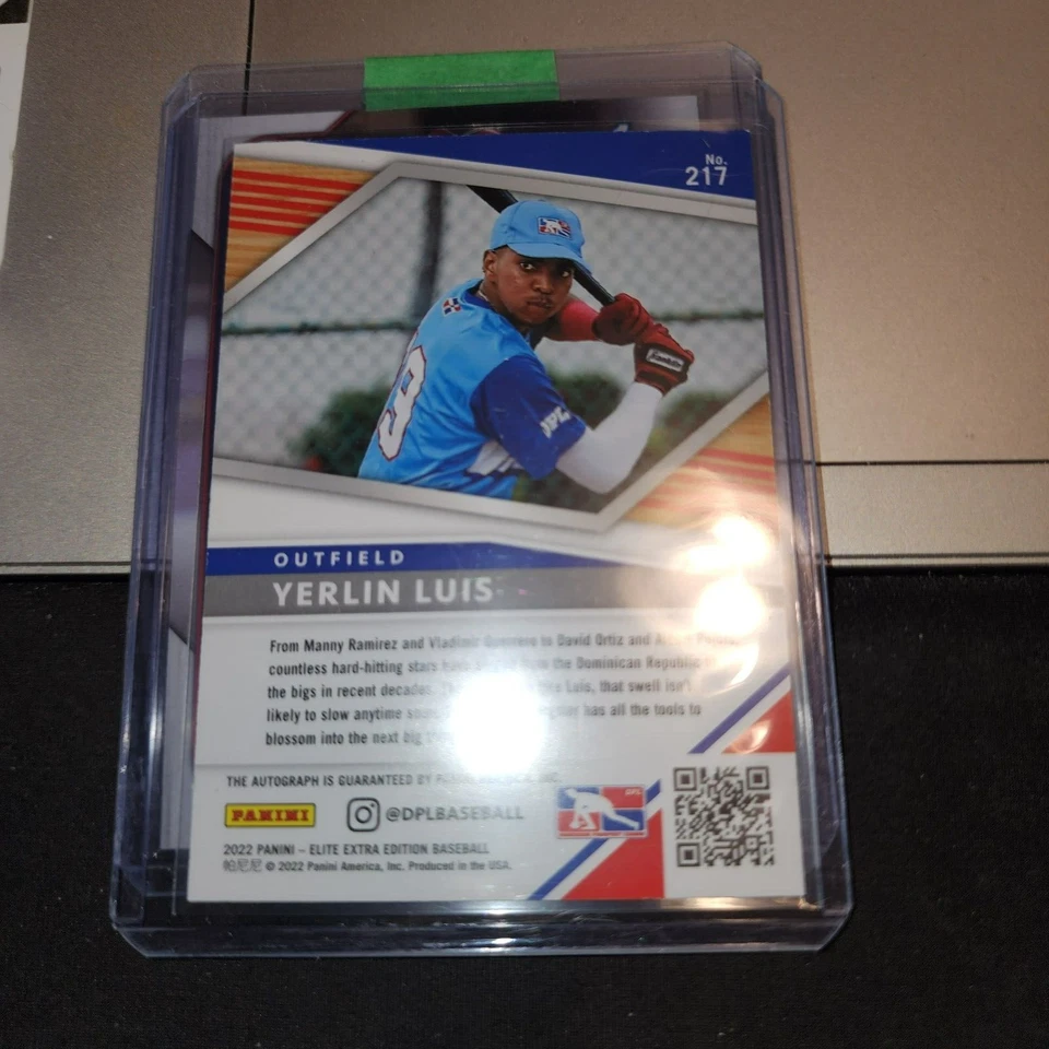 2022 PANINI EEE RED/WHT/BLUE #217 YERLIN LUIS RC AUTO - DPL/CLEVELAND GUARDIANS - Image 2 of 4