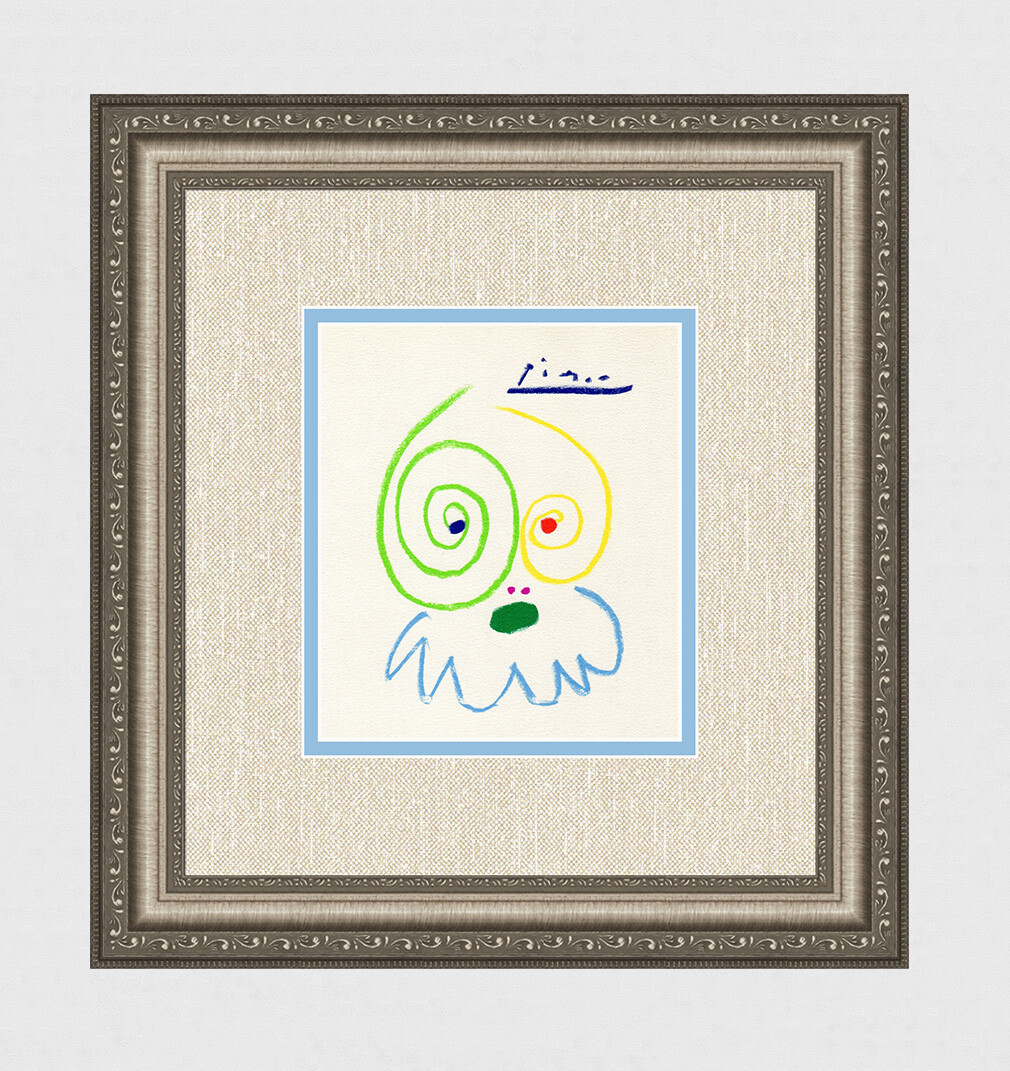Awesome 1968 PABLO PICASSO Color Lithograph "Whirlwind Face" SIGNED FRAMED COA