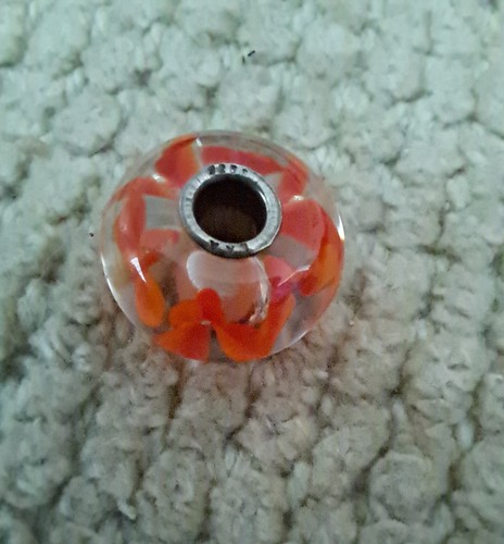 AUTHENTIC TROLLBEADS "CLEAR CORAL FLOWER" SILVER CORE RETIRED 2016 - Picture 5 of 5