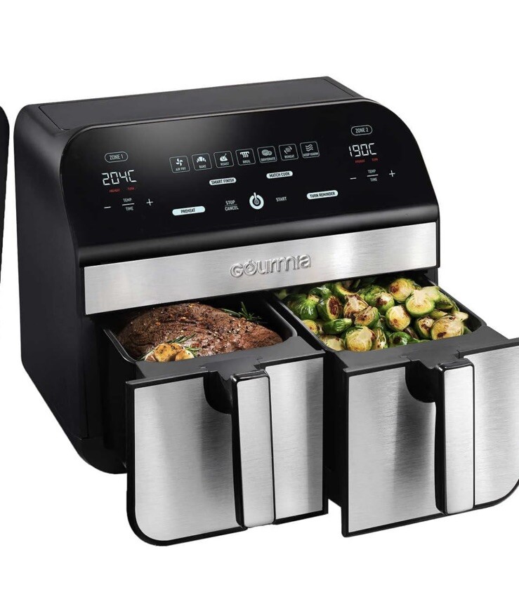 Gourmia 10Quart Dual Basket Digital Air Fryer with Smart Finish GAF966