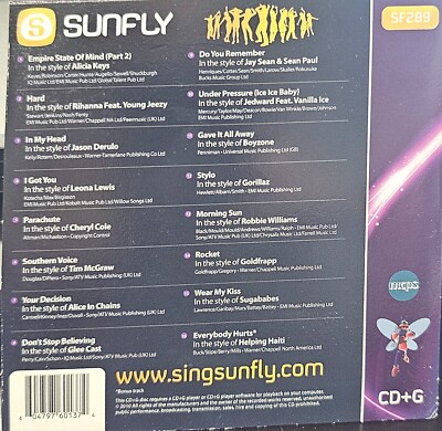 SF289      SUNFLY KARAOKE CDG VERY RARE, NOT SOLD IN THE USA  LOT UK