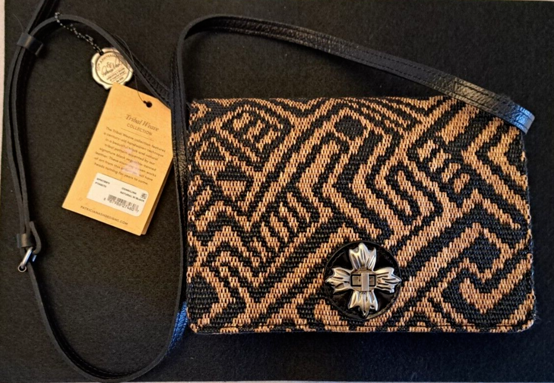 Patricia Nash Womens Cross Body Italian Purse Bag New Black/Tan