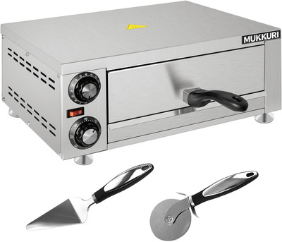 Electric Pizza Oven, Stainless Steel Pizza Baker with Handle & Removable Tray wi
