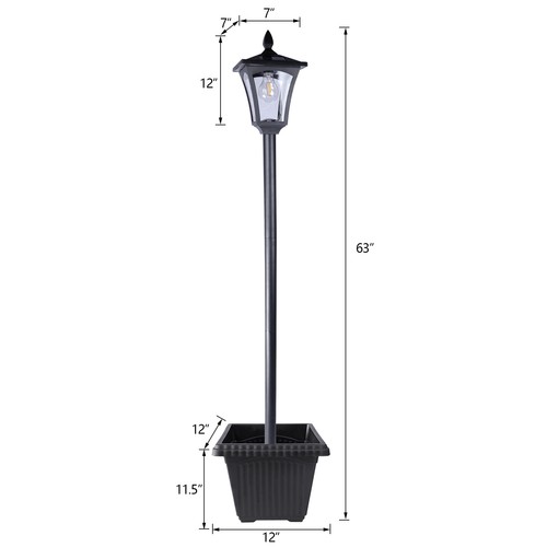 2Pack 63Inch LED Solar Post Light with Planter for Backyard Patio Garden Walkway - Picture 11 of 11