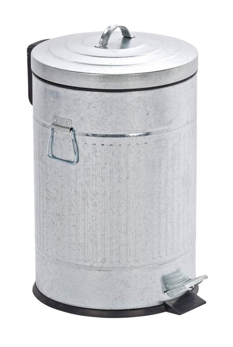Step Trash Can with Lid and Pedal, Retro Metal Garbage Bin, for Bathroom, Kitche