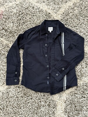 Armani Junior Black Cotton Button-up Dress Shirt Boys Size 8