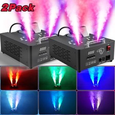 2x 2000W Double Spray Fog Machine 16 LED Light DMX Stage DJ Party Smoke Machine