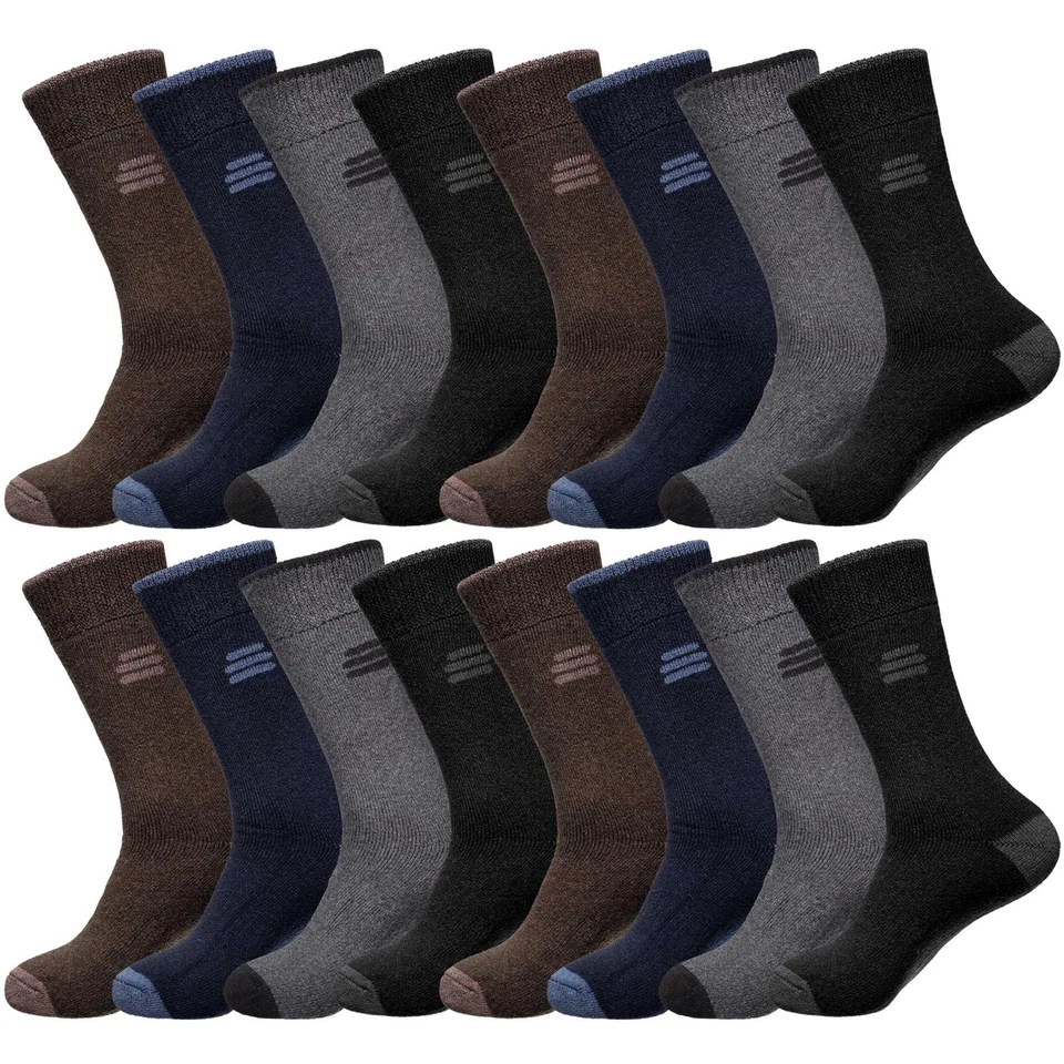 FRESH FEEL Mens Thermal Socks Winter Warm Thick Merino Wool Hiking Work Sock Size UK 6-11