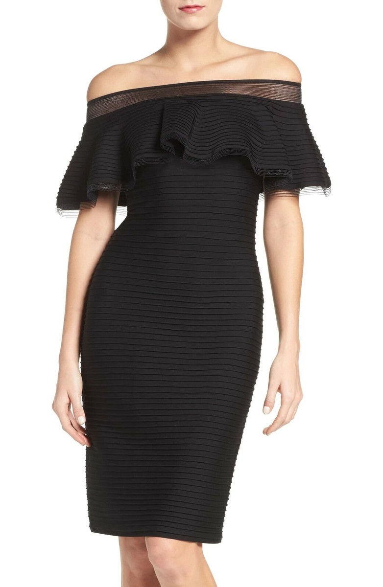 TADASHI SHOJI Size2　黒 Tadashi Shoji Draped Two-Tone Crepe Gown | Neiman Marcus