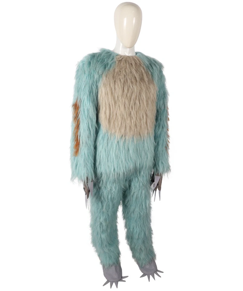 Conjunto de fantasia adulto unissex adorável peludo múltiplo monstro de pelúcia com máscara de cabeça - Imagem 3 de 4