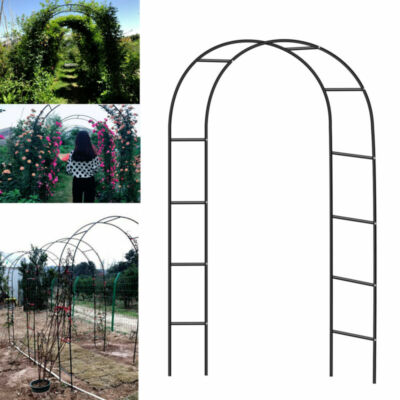 Torbogen Rankhilfe Metall für Kletterpflanzen, Rosenbogen Garten Deko Schwarz DE