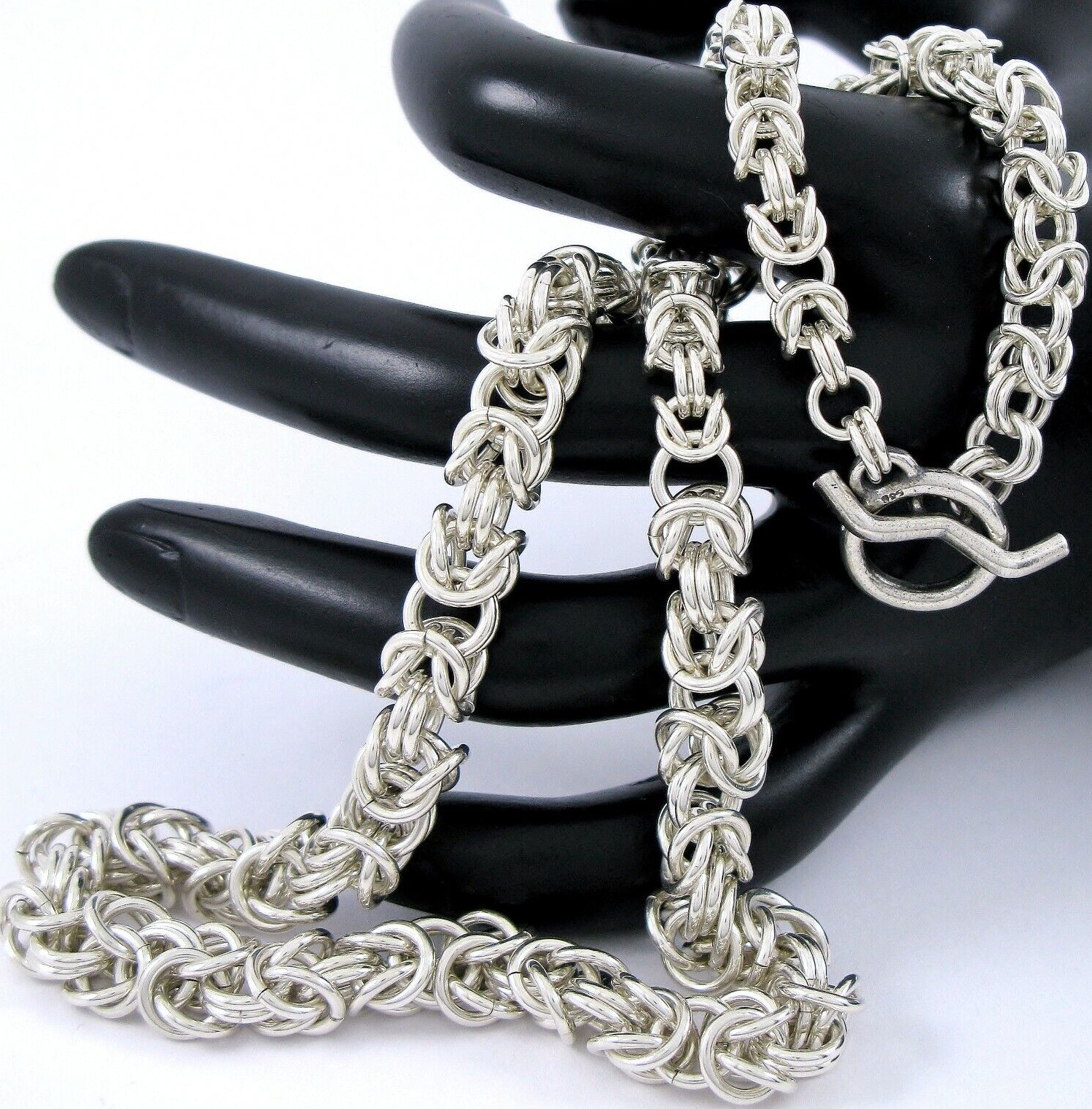 Solid Sterling Silver 925 18" Byzantine Chain Nec… - image 6